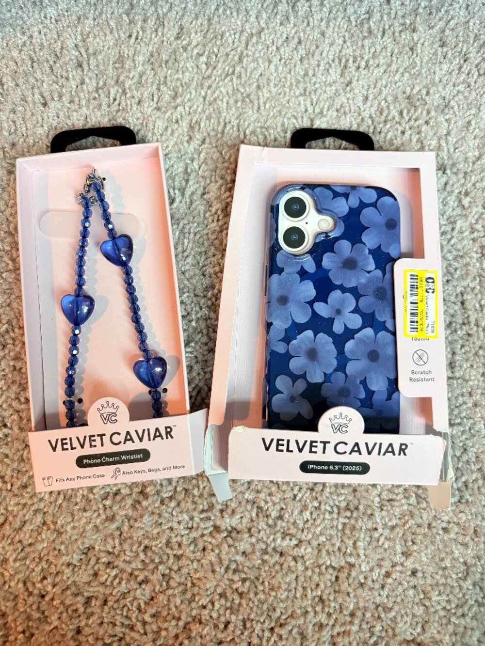 Velvet Caviar Blue Floral iPhone 6.3 2026 Case Phone Charm Wristlet NWT